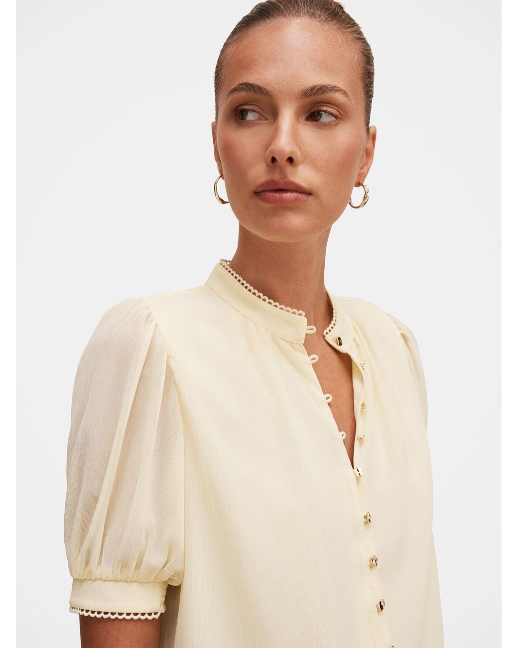 Forever New Natural Leighton Short Sleeve Blouse