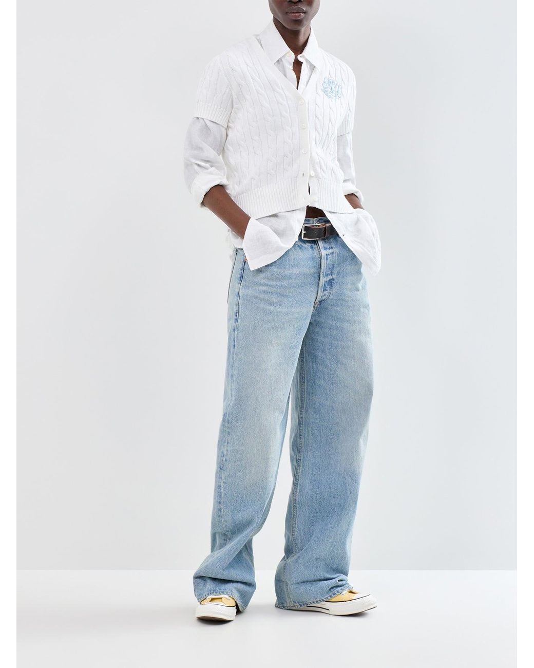 Ralph Lauren White Cable Knit Cardigan