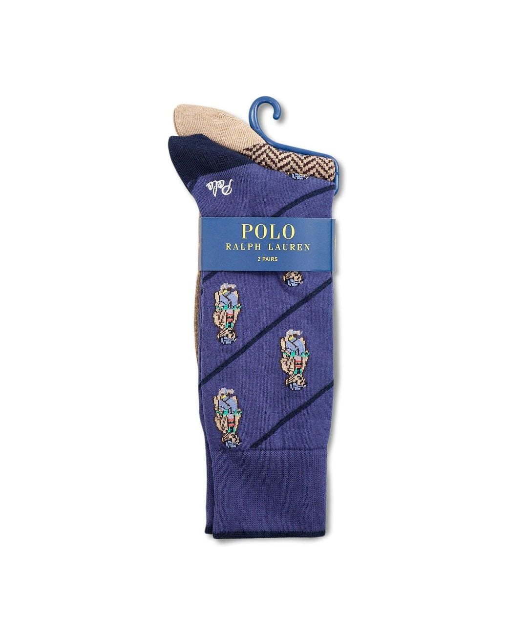 Polo Ralph Lauren Blue 2-Pack All-Over Print Crew Socks, Cotton for men