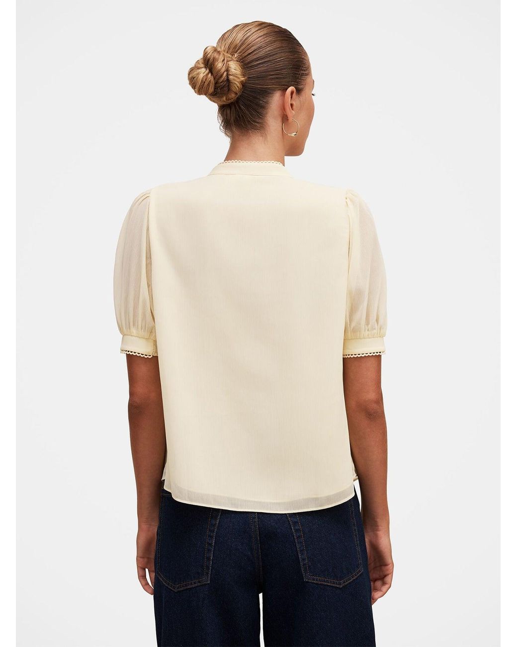 Forever New Natural Leighton Short Sleeve Blouse