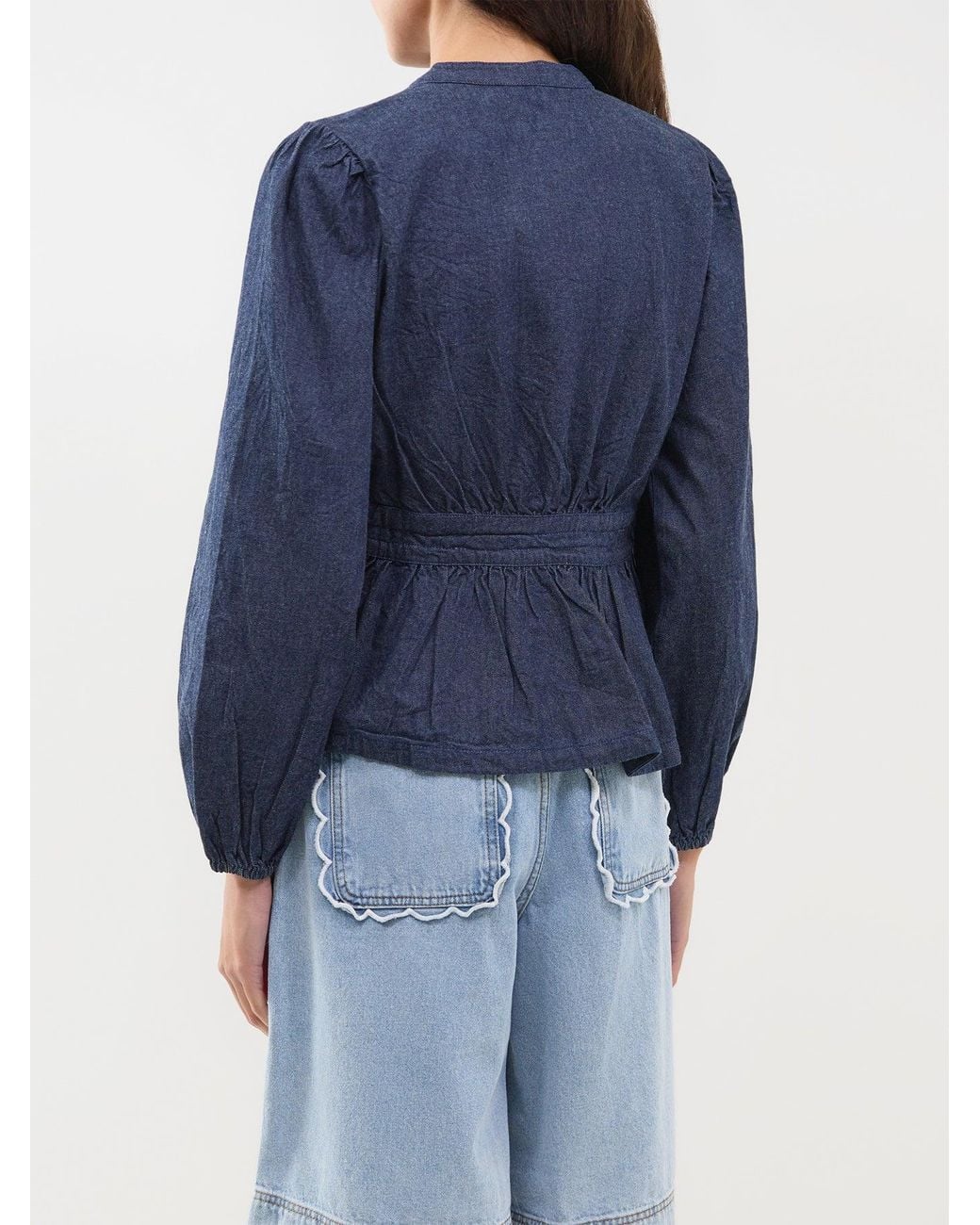 Nobody's Child Blue Cotton Tillie Denim Blouse