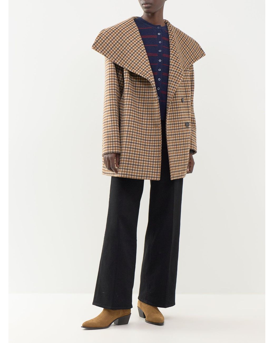 SELECTED Brown Carolyn Check Wool-Blend Coat