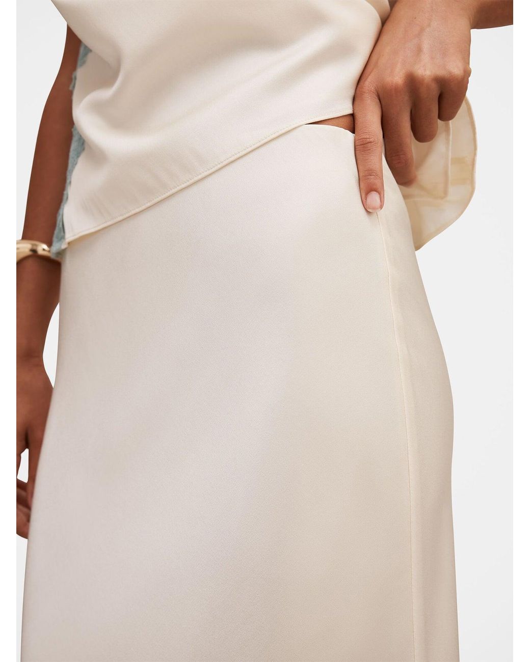 Forever New White Adele Lace Trim Midi Skirt