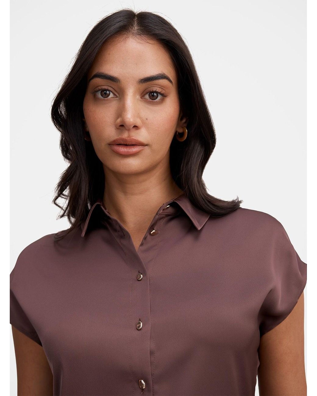 Forever New Brown Nelly Grown-On Sleeve Shirt