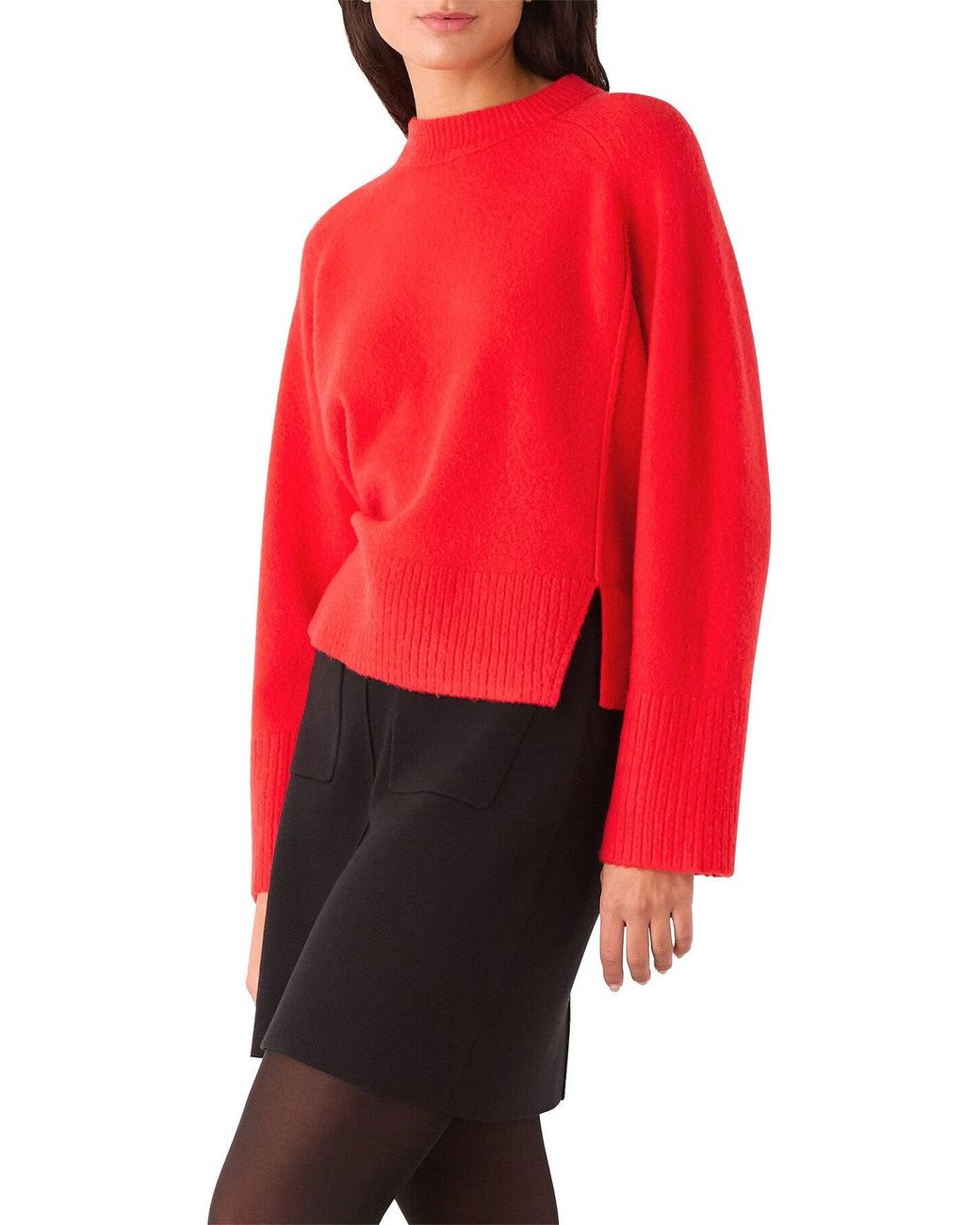 Whistles Red Women's Wool Mix Side Split Knit