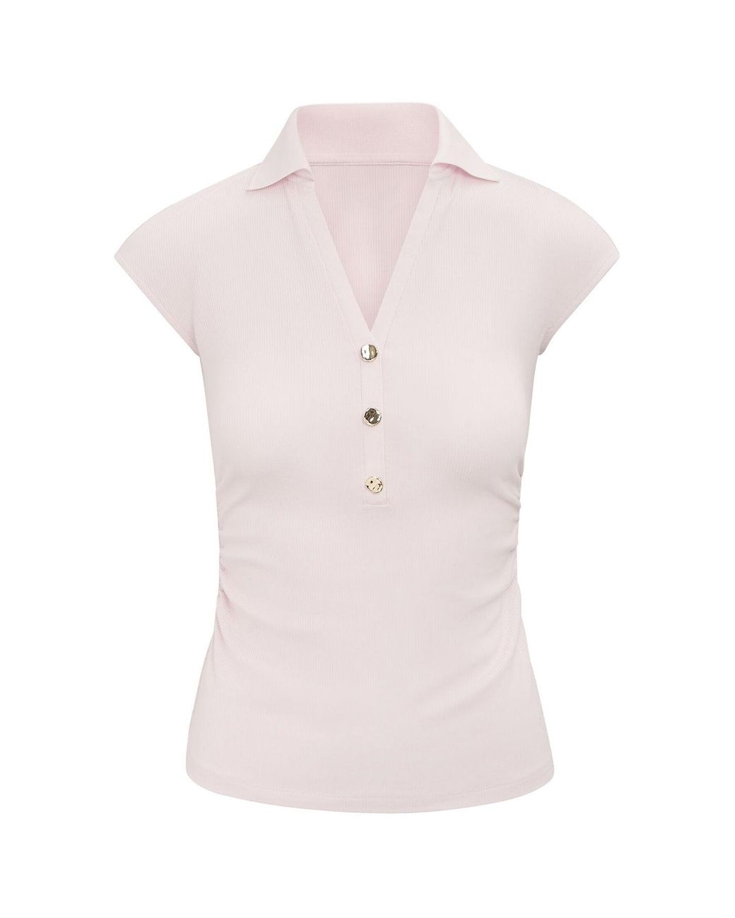 Forever New Pink Winnie Extended Shoulder Polo Top