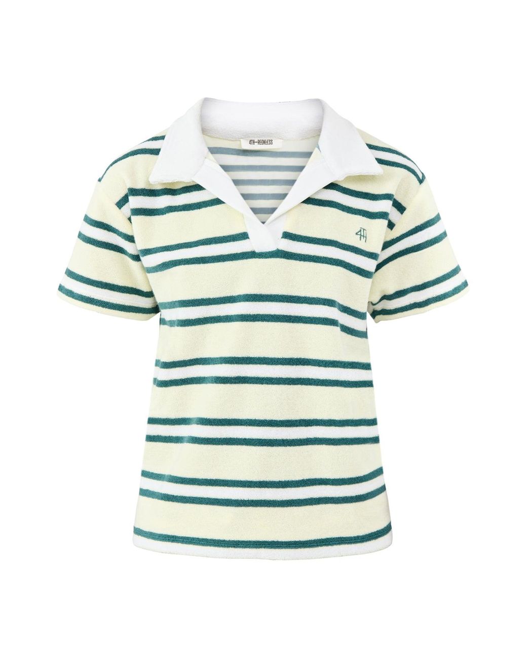 4th & Reckless Green Zita Stripe Polo Top