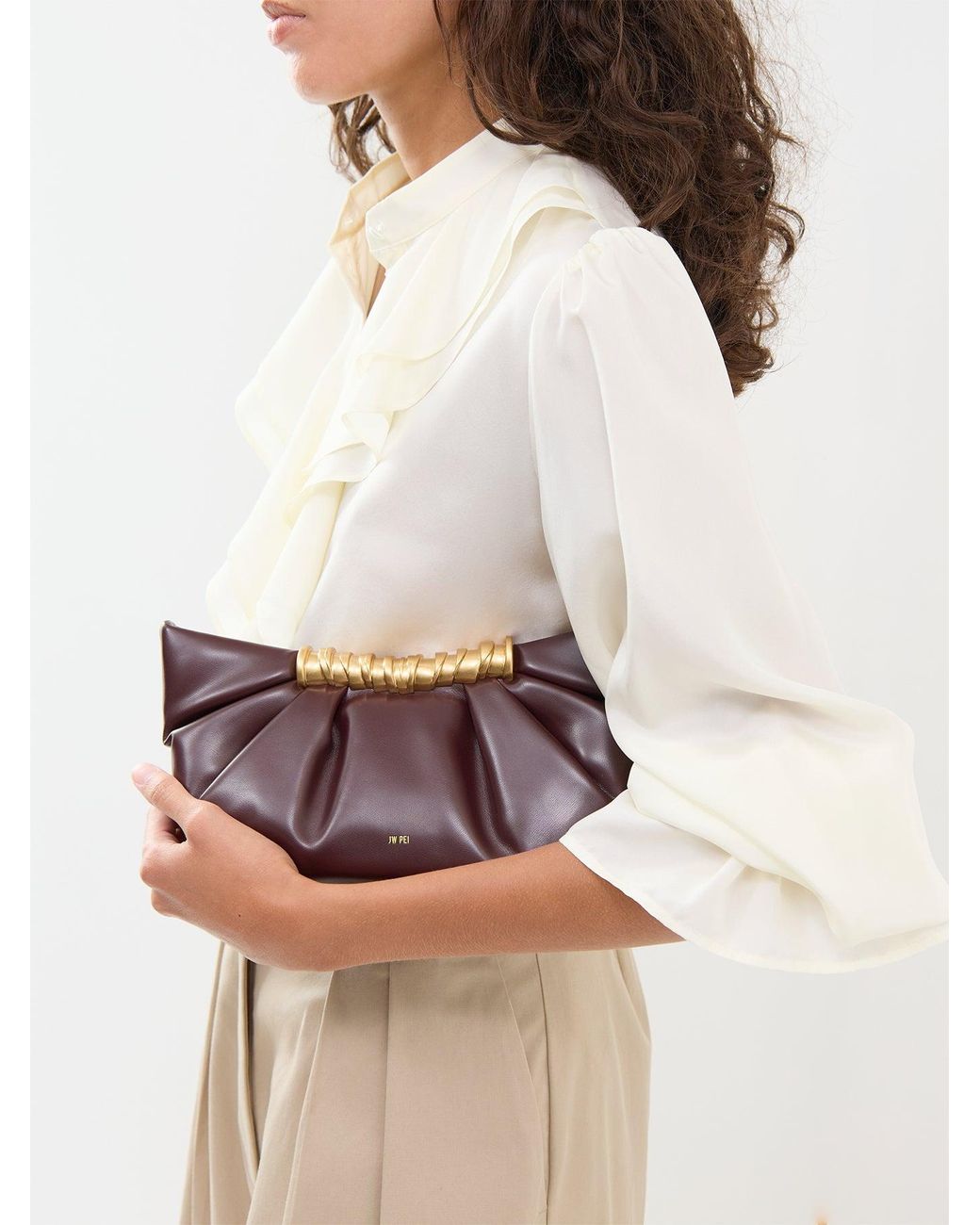 JW PEI Purple Leia Pleated Clutch Bag