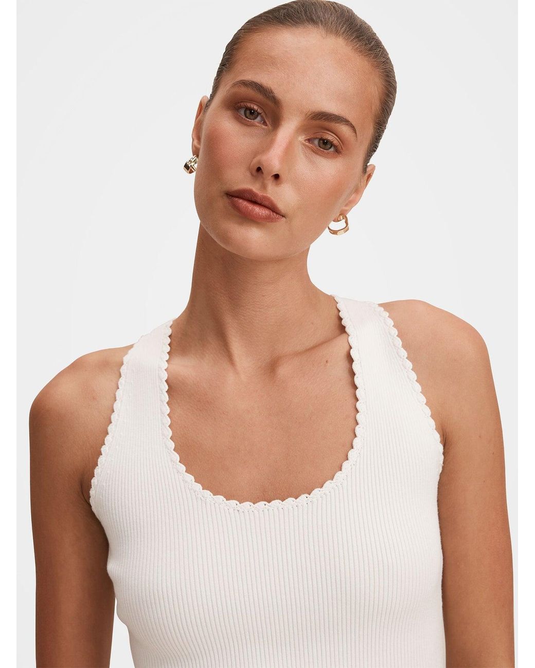 Forever New White Bree Crochet Detail Knit Tank Top