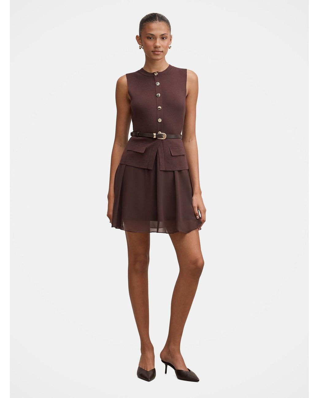 Forever New Brown Belle Mini Dress