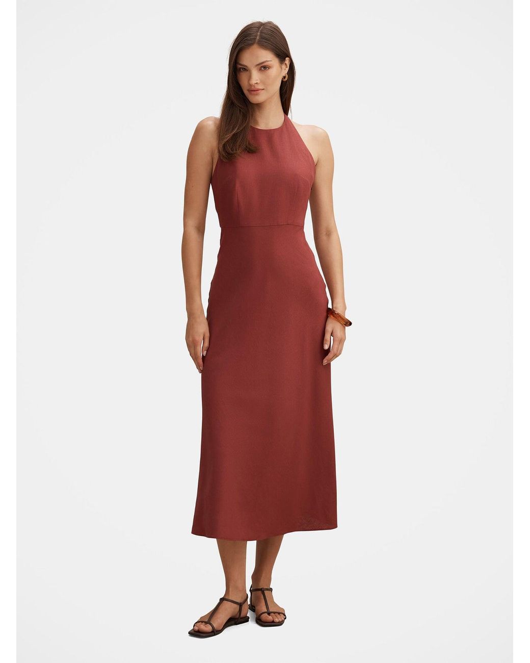 Forever New Red Soraya Beaded Back Midi Dress