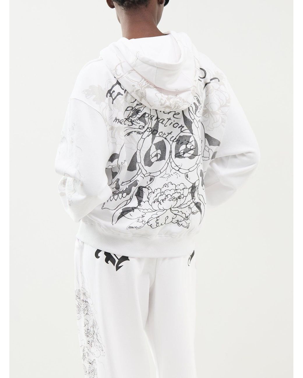Ed Hardy White Diamanté Venom Relaxed Zip-Through Hoodie