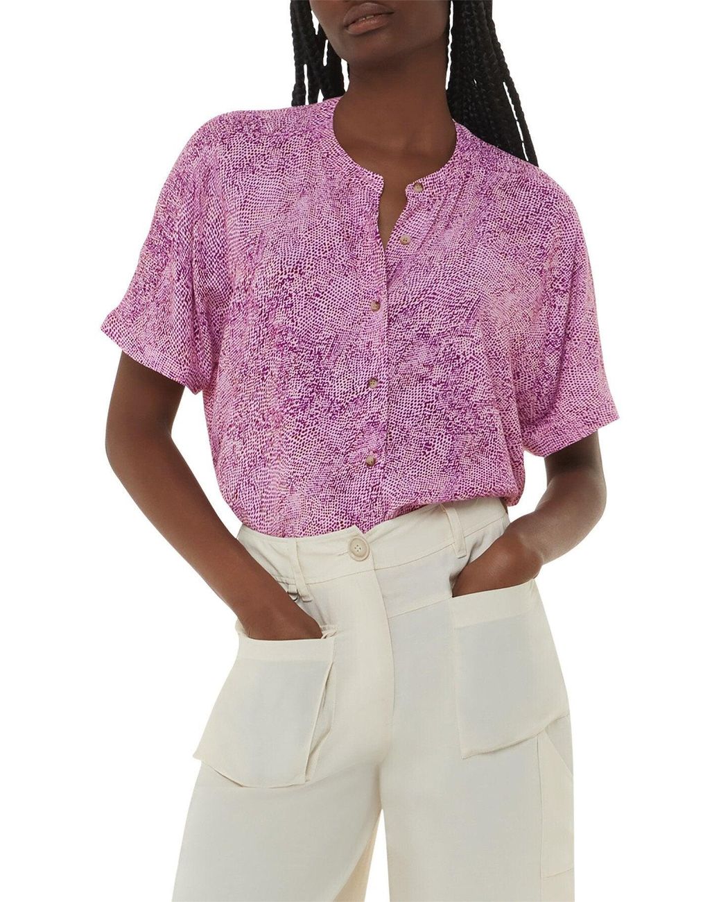 Whistles Pink Women's Diagonal Snake Maisie Top