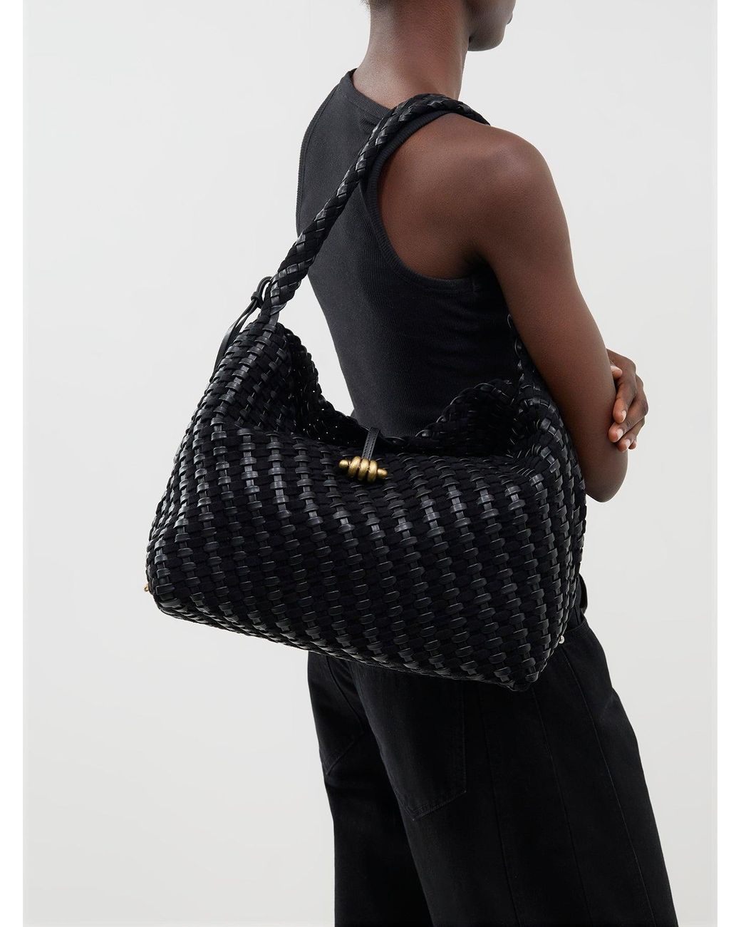 Gianni Chiarini Black Aurelie Woven Shoulder Bag