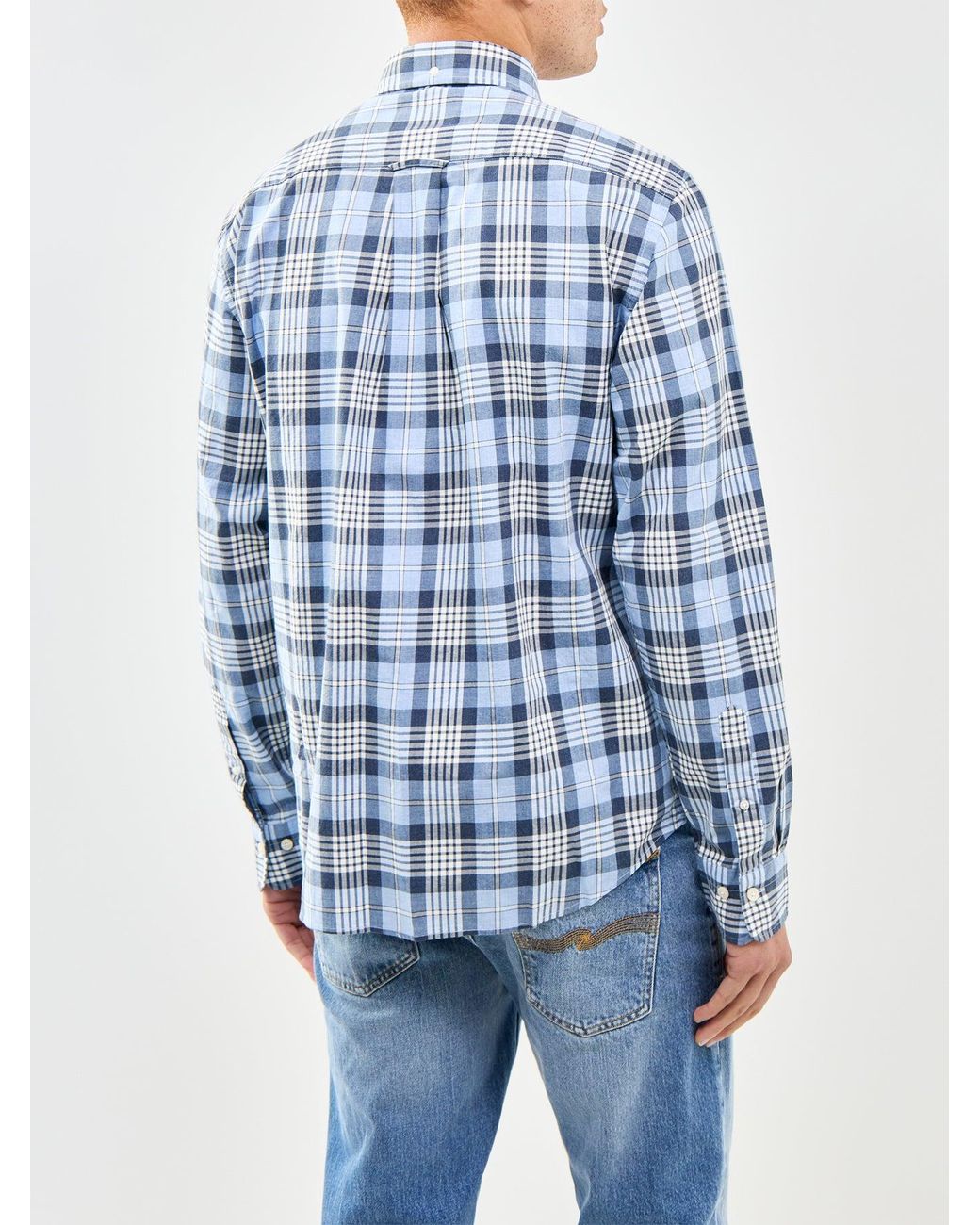 Gant Blue Poplin Melange Check Shirt for men