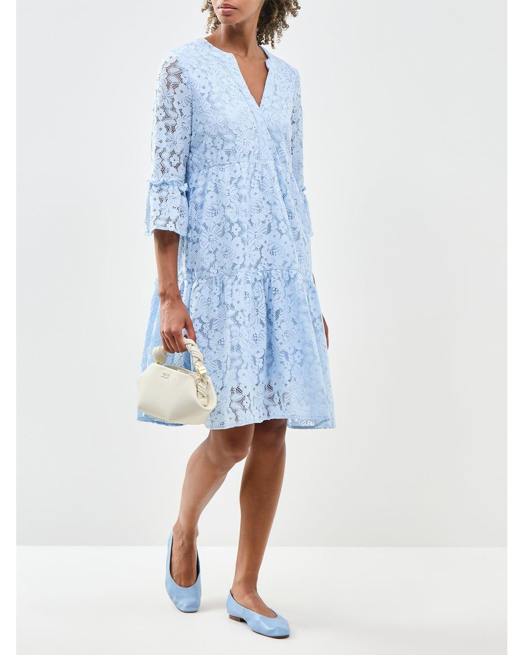 Vero Moda Blue Honey Lace V-Neck Tunic Dress