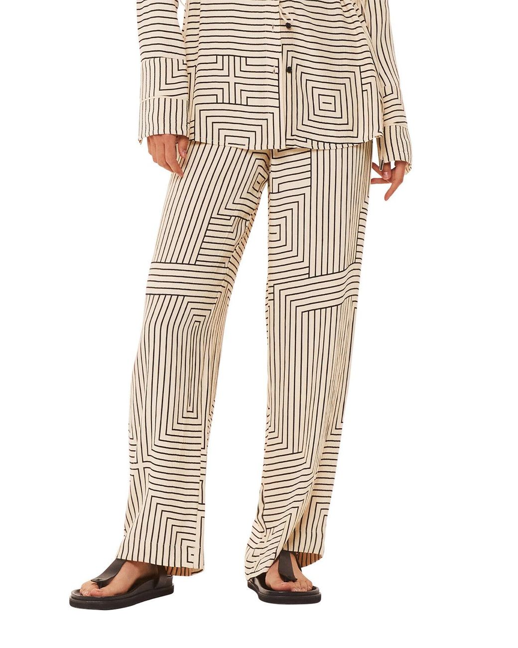 Whistles Natural Women's Angled Stripe Trouser