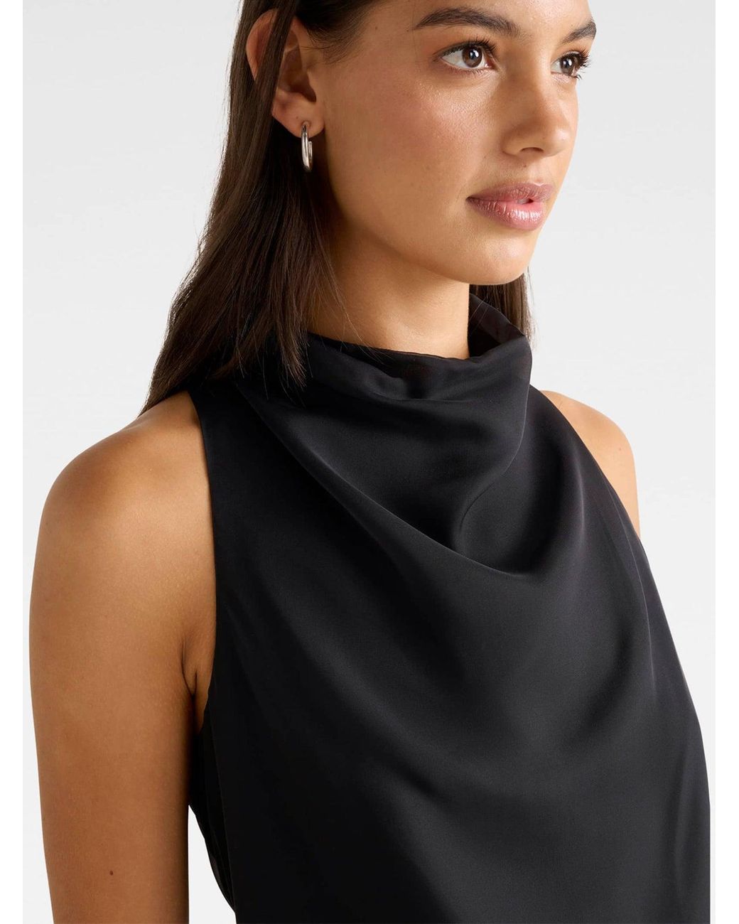 Forever New Black Ayla Draped Halter Neck Top
