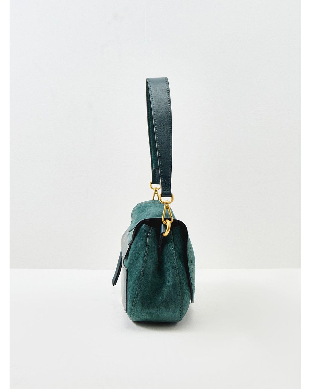 Gianni Chiarini Green Helena Round Suede Shoulder Bag