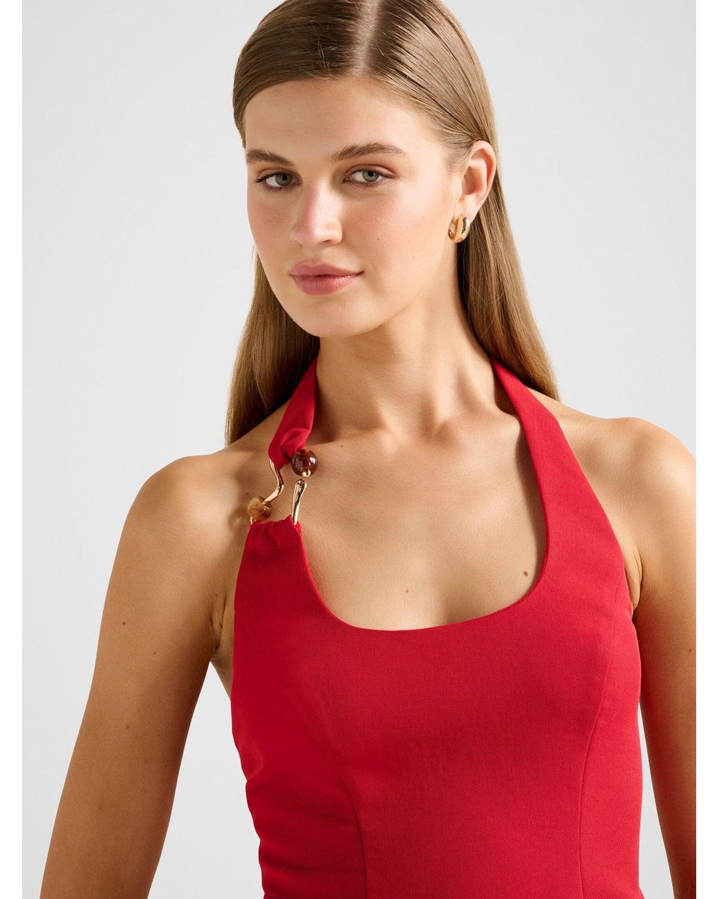Forever New Red Dina Hardware Detail Top