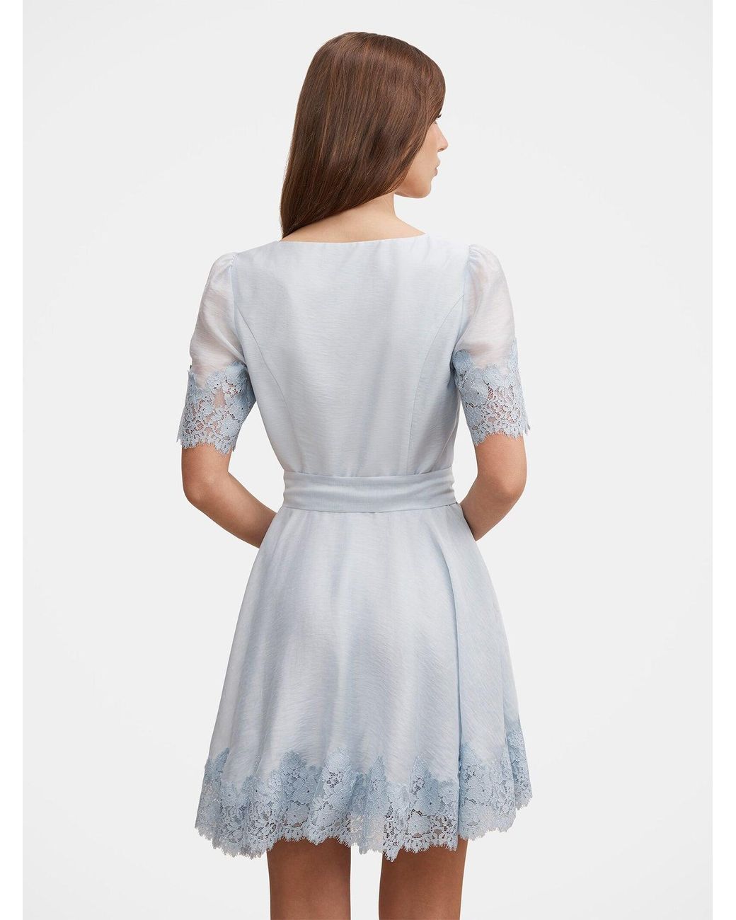 Forever New Blue Alana Lace Trim Mini Dress