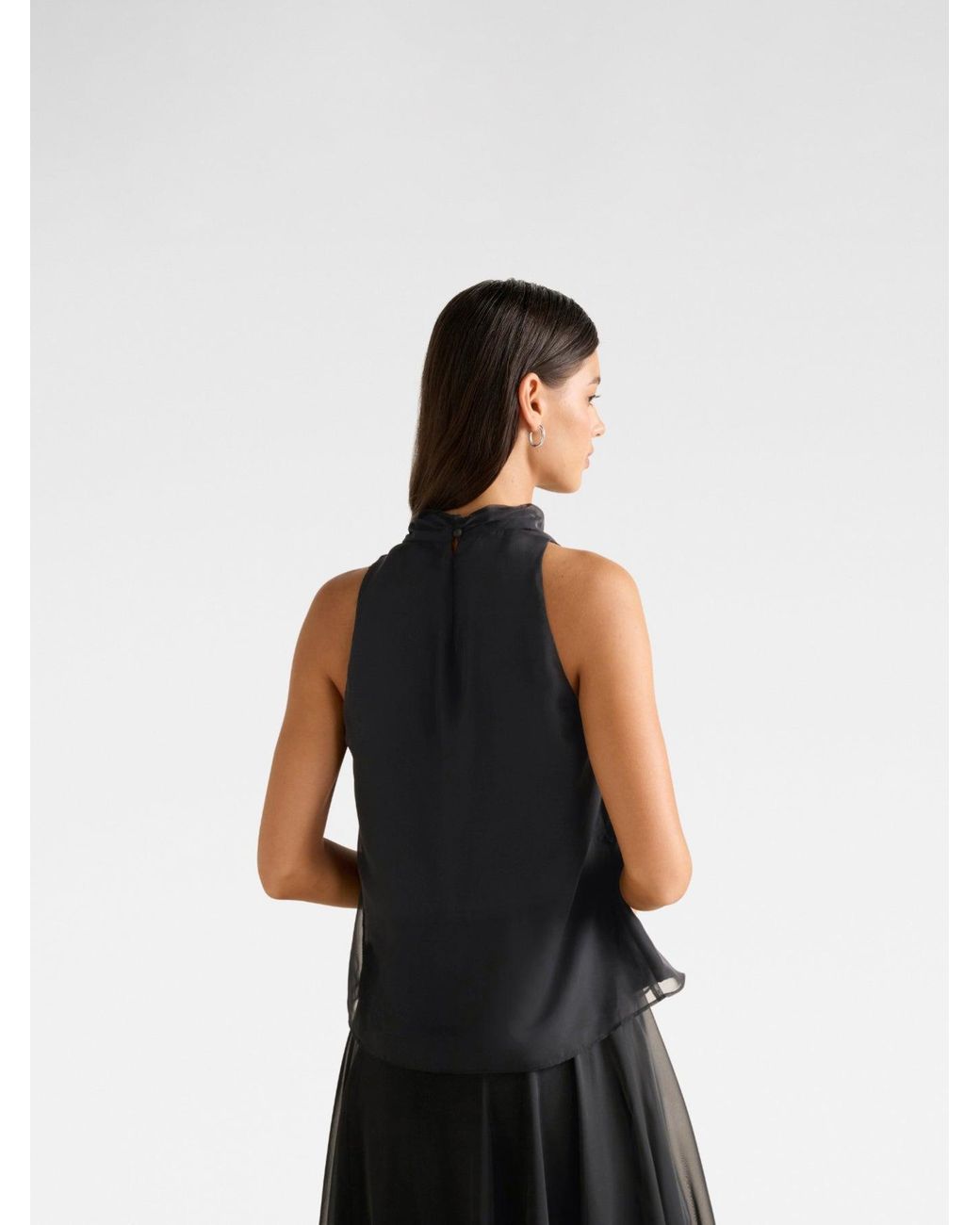 Forever New Black Ayla Draped Halter Neck Top