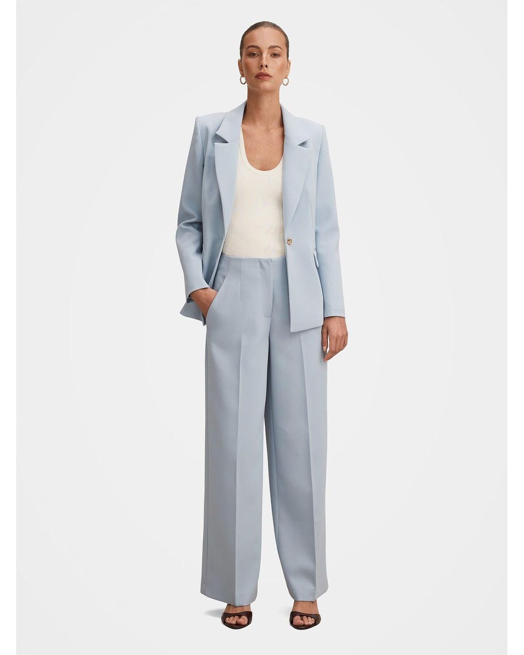 Forever New Blue Lee Wide Leg Trousers
