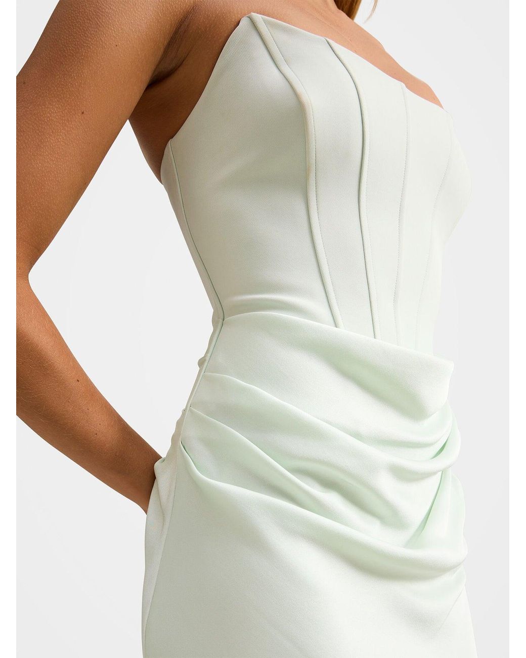 Forever New Green Isra Drape Strapless Maxi Dress