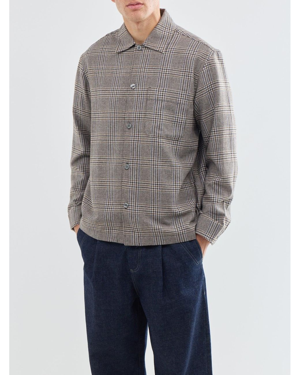 SELECTED Gray Svend Blend Check Shirt Jacket for men
