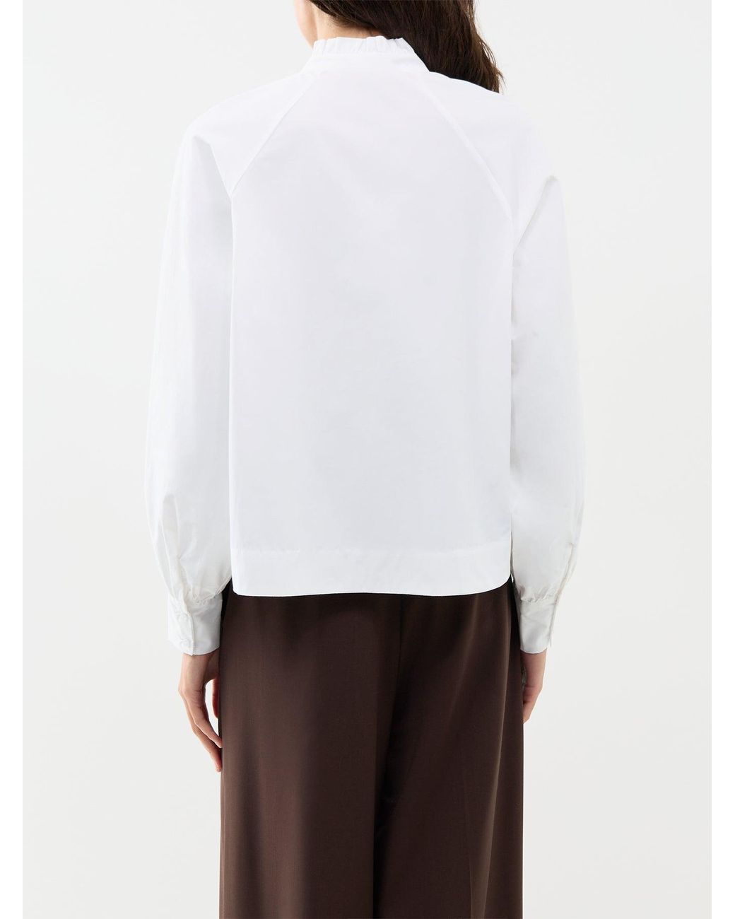 Soya Concept White Netti 138 Organic Blend Frill Neck Shirt