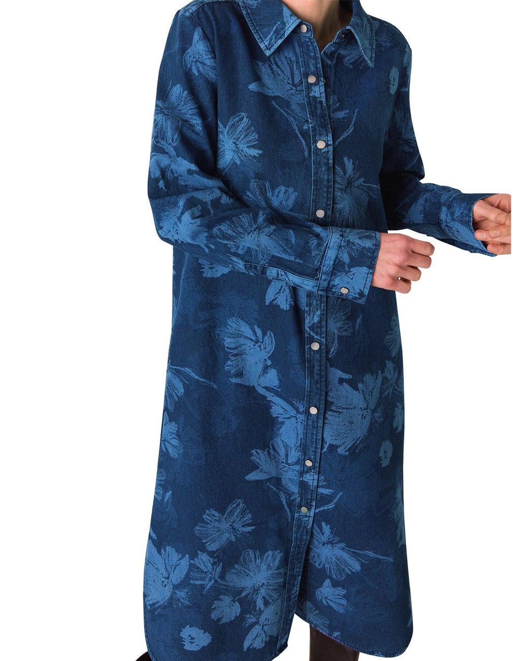 Whistles Blue Chalk Print Shirt Dress