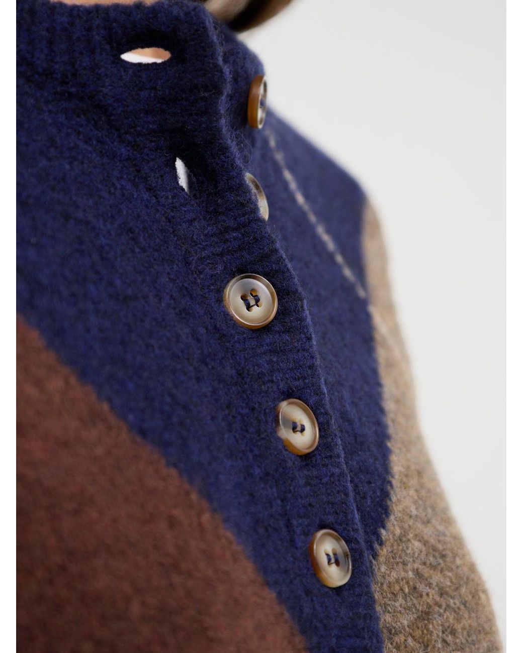 Nobody's Child Blue Henley Long-Sleeved Jumper, Wool Blend