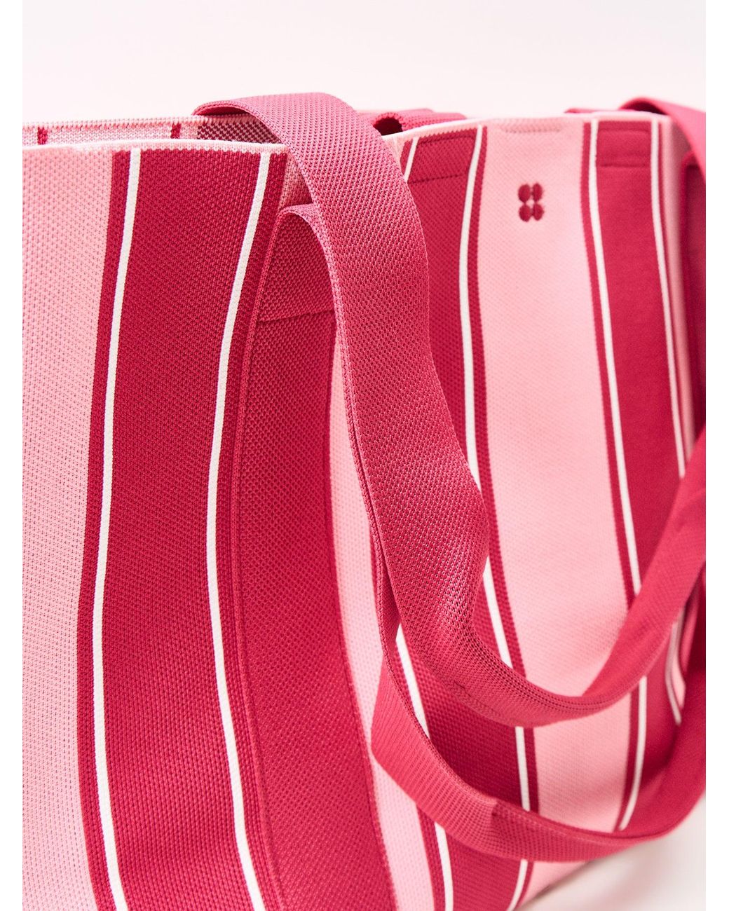 Sweaty Betty Pink Knitted Stripe Tote Bag
