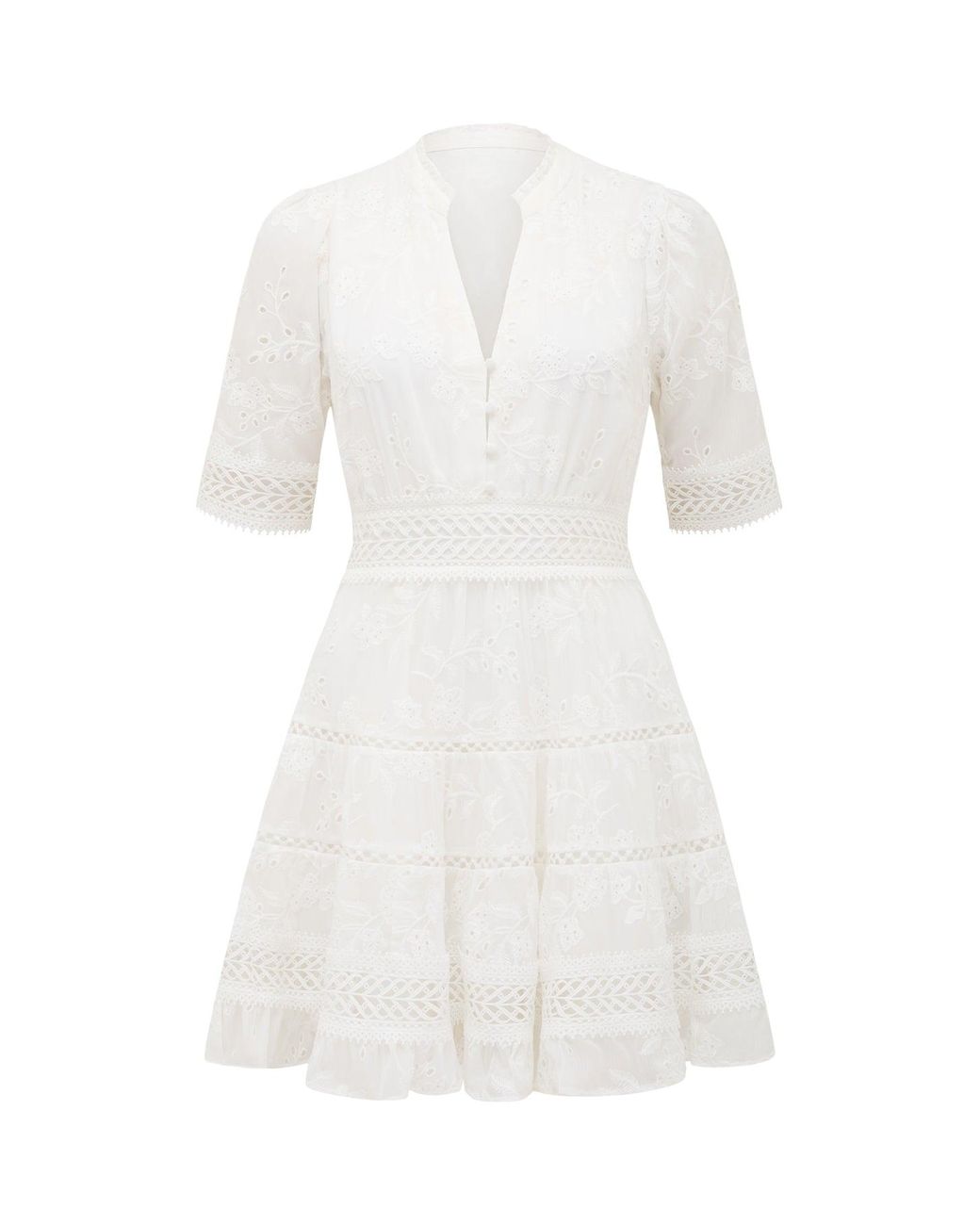 Forever New Lillian Trim Skater Mini Dress in White | Lyst UK