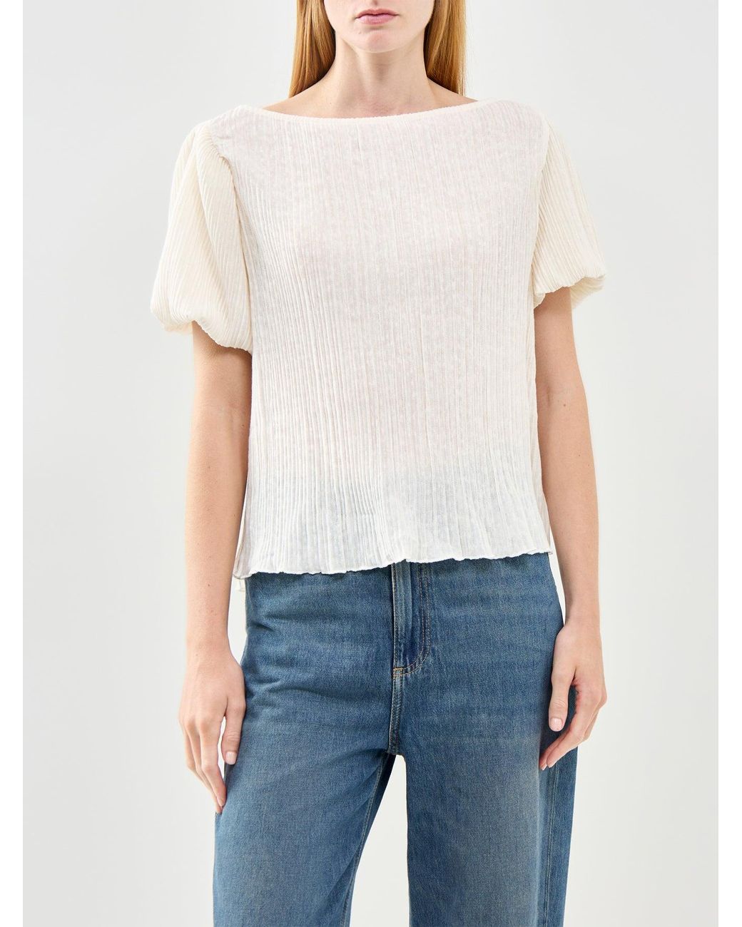 Vero Moda White Leika Boat Neck Top Cream