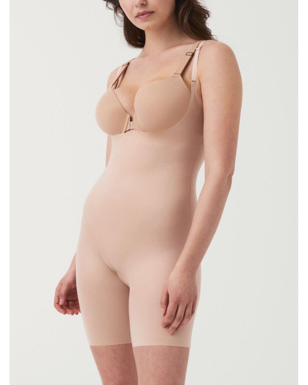 Spanx White Women's Thinstincts 2.0 Open Bust Thigh Bodysuit