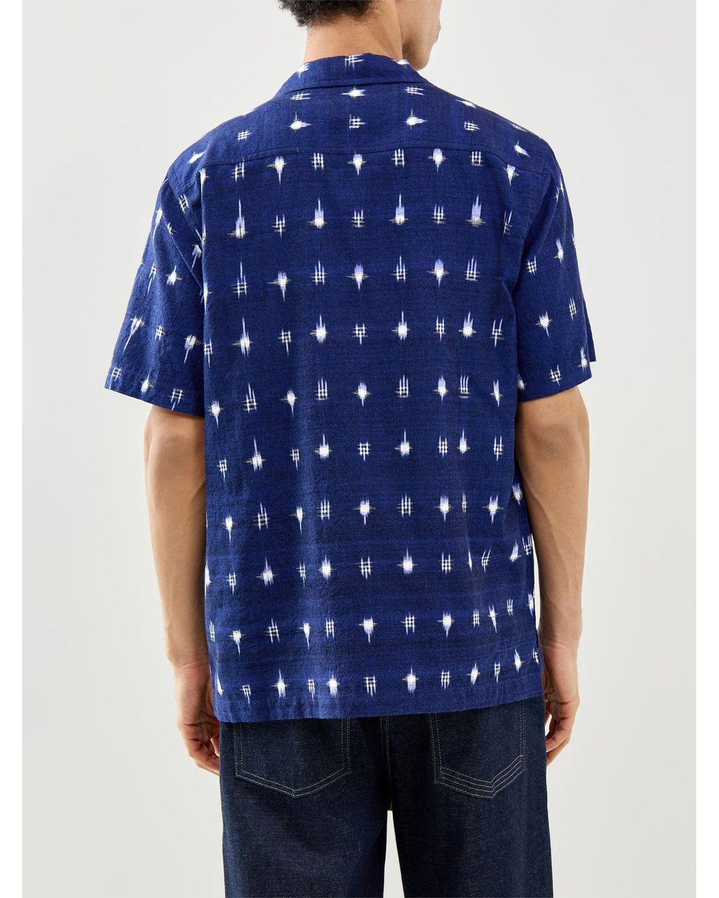 Universal Works Blue Camp Short Sleeve Shirt for men
