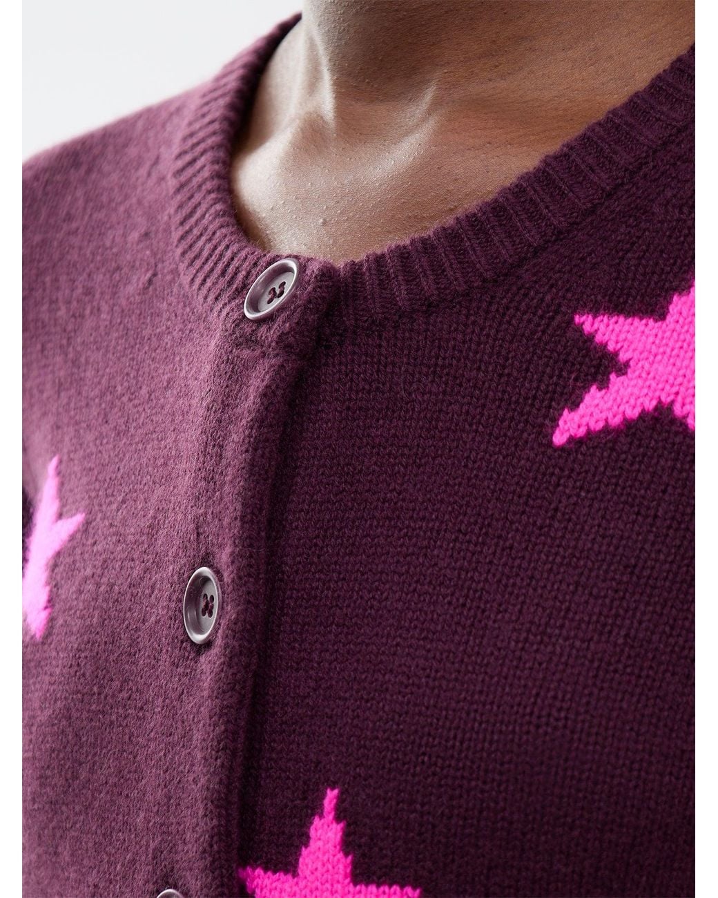 Chinti & Parker Purple Star Round Neck Cardigan