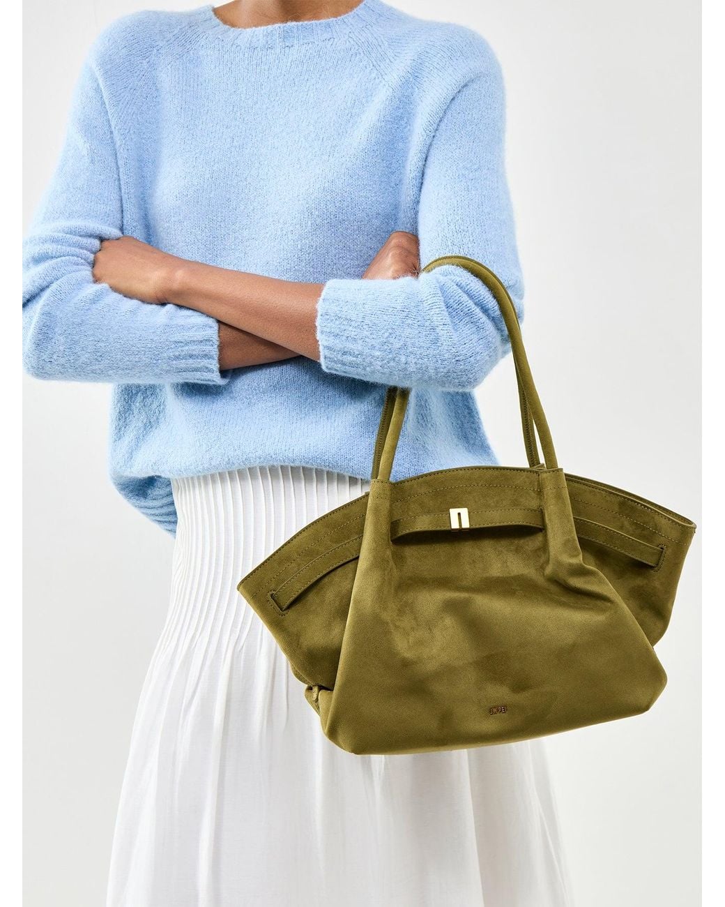 JW PEI Green Hana Medium Faux Suede Tote Bag