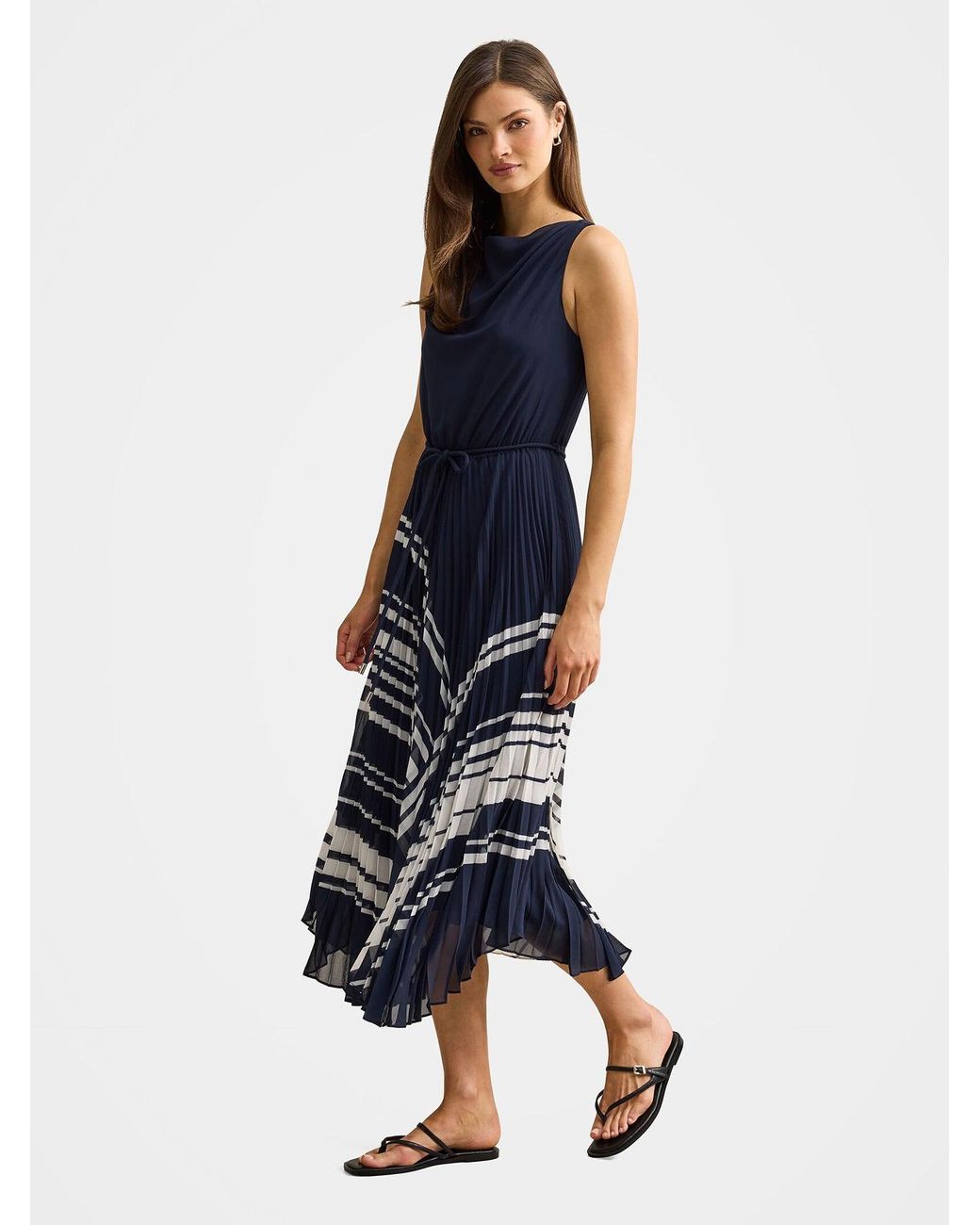Forever New Blue Addie Pleated Midi Dress