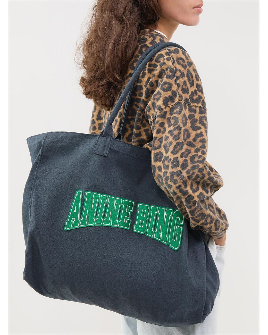 Anine Bing Blue Leo Canvas Tote Bag