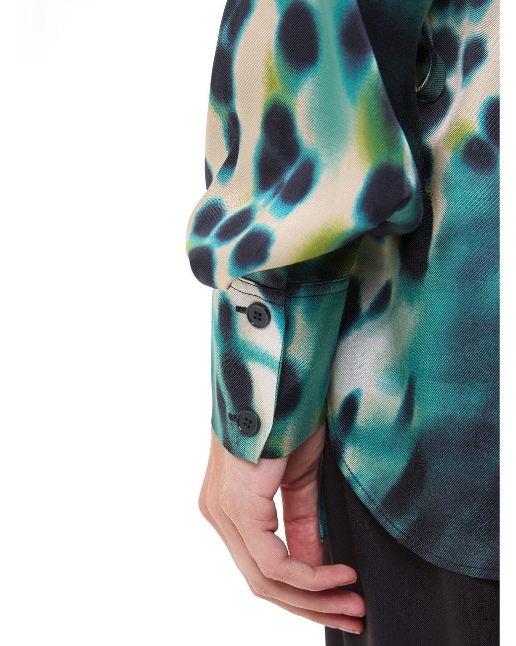 Whistles Blue Women's Misty Leopard V Neck Blouse