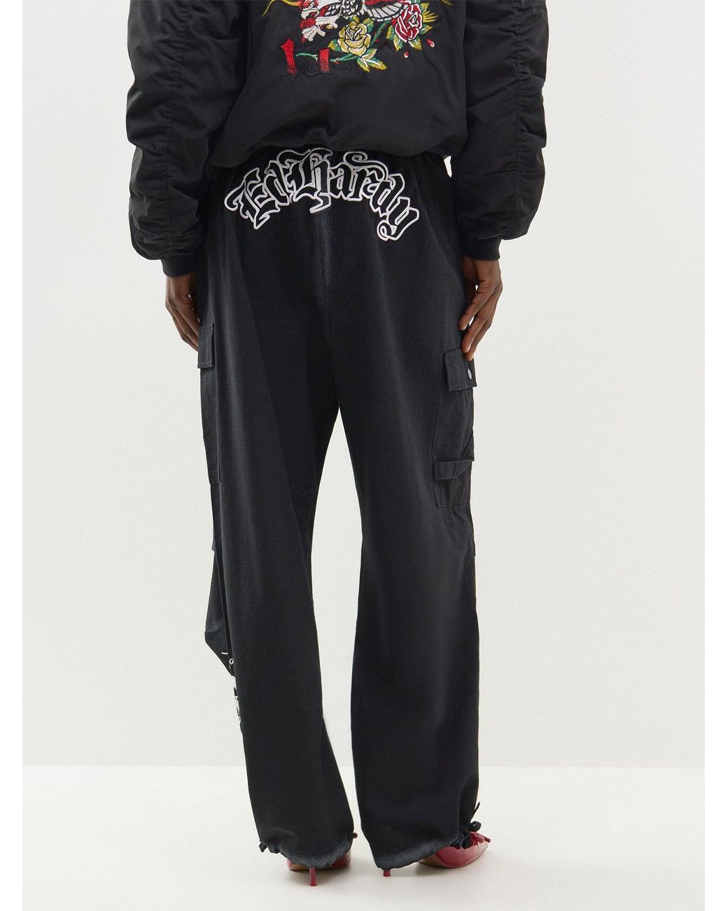 Ed Hardy Black Exploding Skull Cargo Trousers
