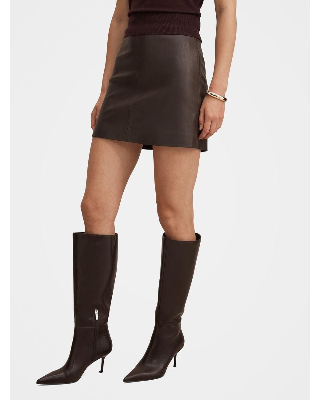 Forever New Brown Lauren Vegan Mini Skirt
