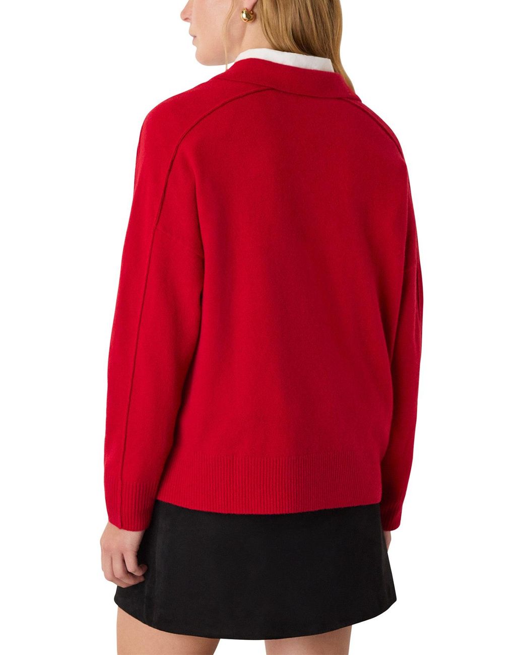 Whistles Red Collar Neck Knit Cream