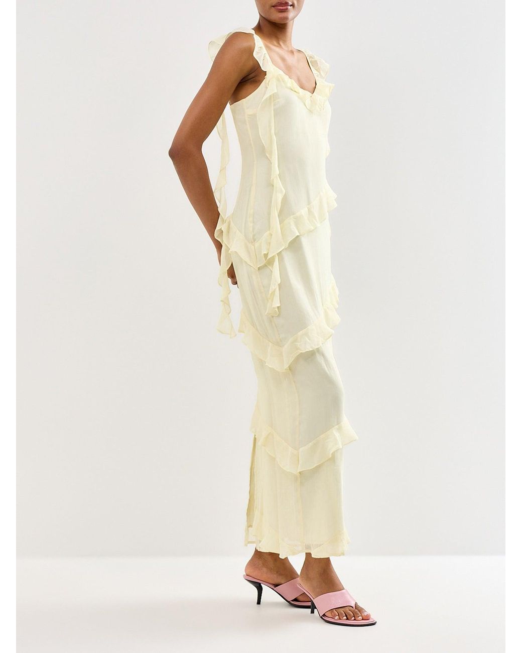 Pretty Lavish White Rue Ruffle Maxi Dress