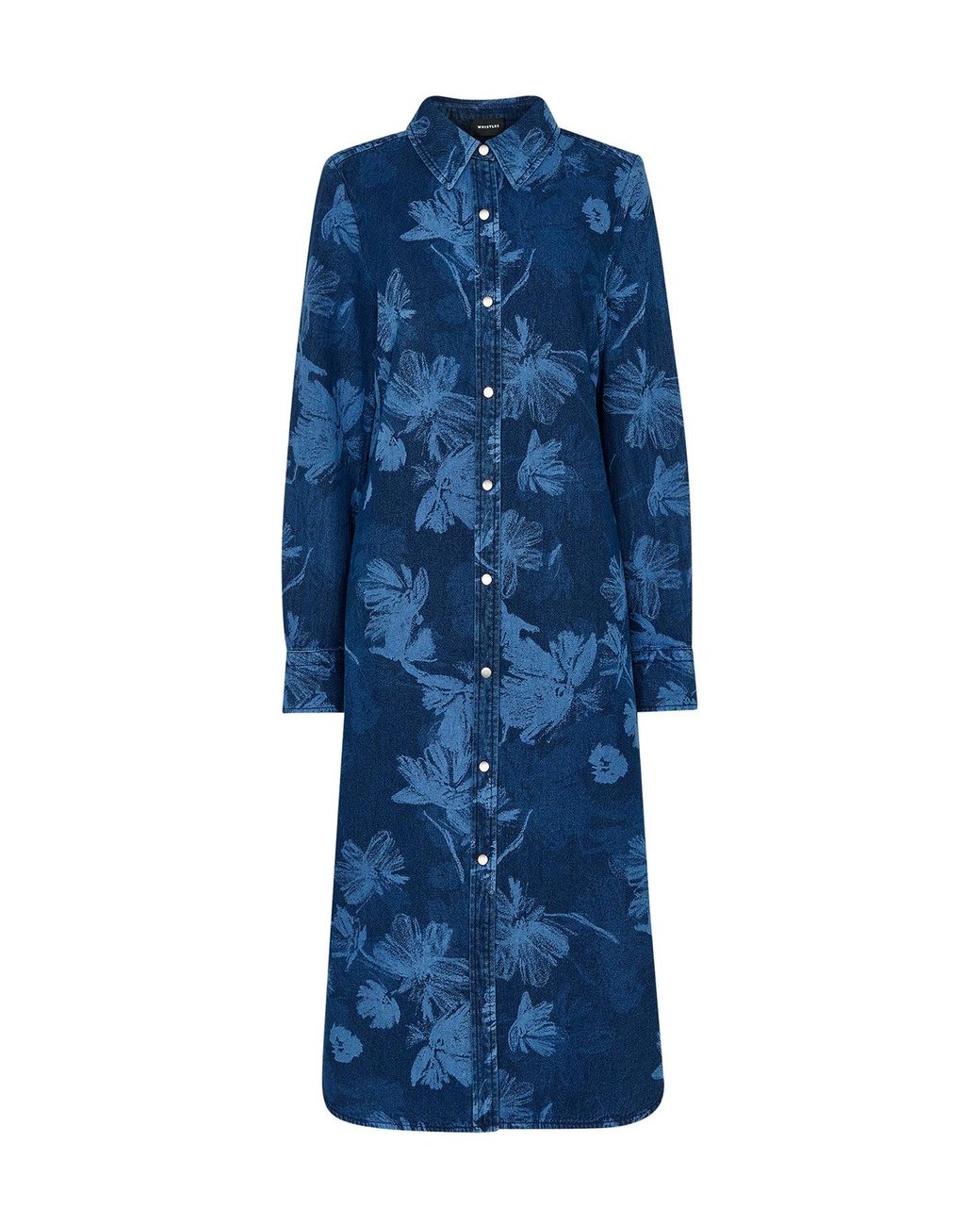 Whistles Blue Chalk Print Shirt Dress