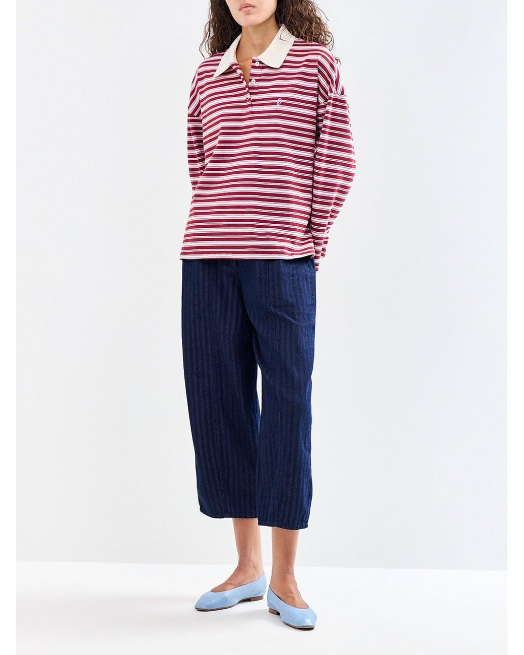 FRNCH Red Rumoi Cotton-Blend Polo Top