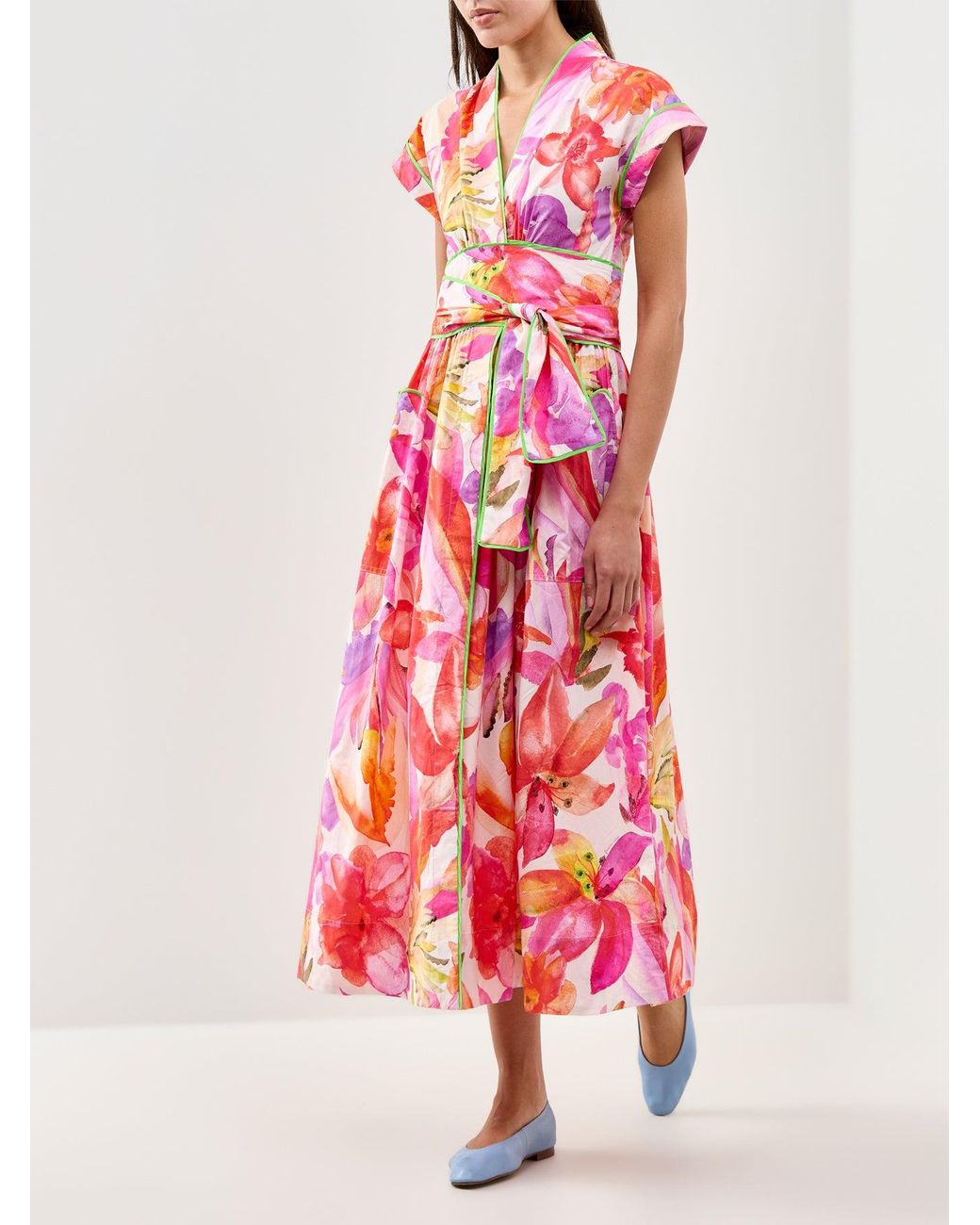 Farm Rio Red Artsy Flora Off Maxi Dress
