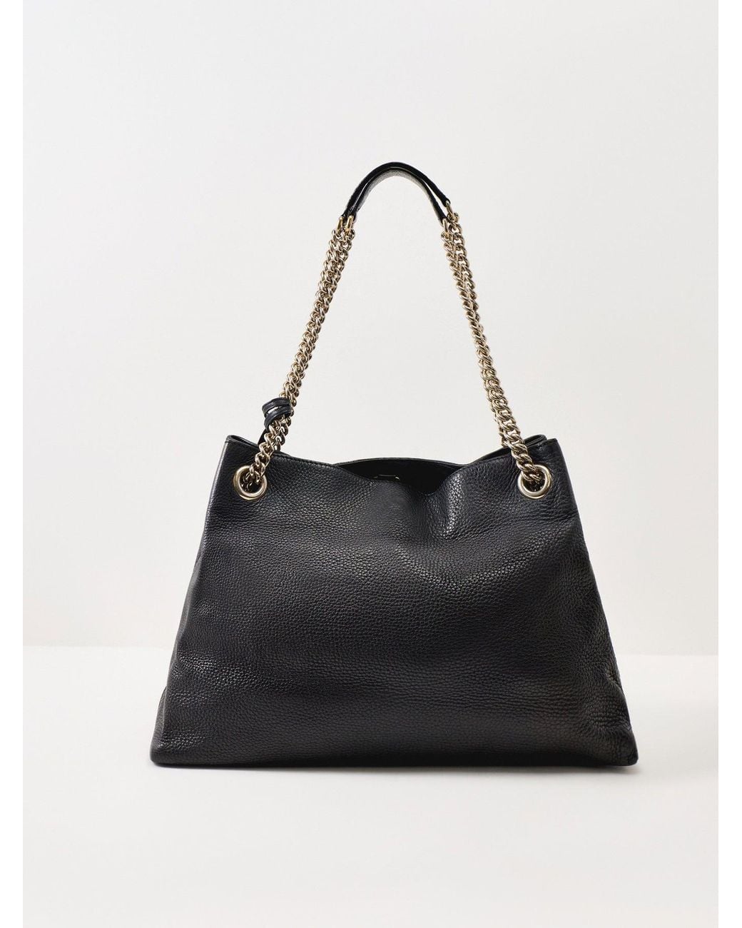 Le Prix Black Gucci Soho Pebble Calfskin Chain Tote Bag –